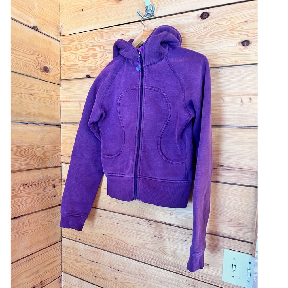Scuba Hoodie Full Zip Women Small Purple Cotton Fleece Sweatshirt Lululemon - Picture 2 of 8
